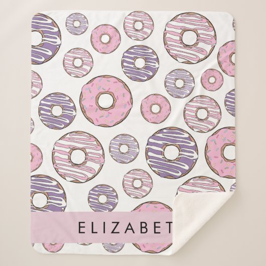 Couverture Sherpa Donuts Roses, Donuts Violets, Saupoudrages, Votre  (Devant)