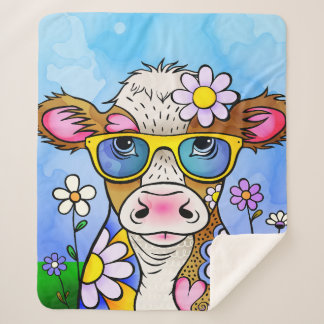 Couverture Sherpa Doodle Cow Portrait