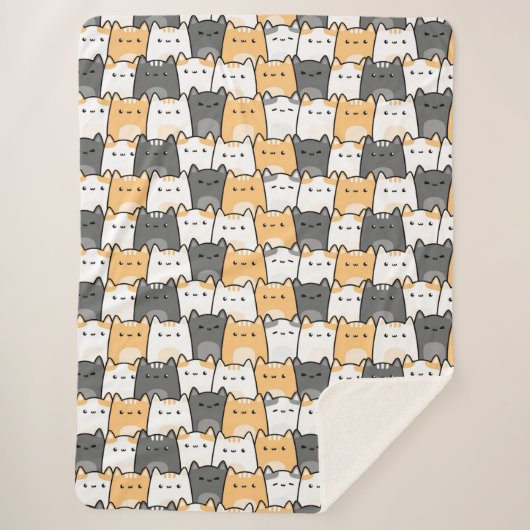 Couverture Sherpa Doodle de chat grassouillet mignon (Devant)