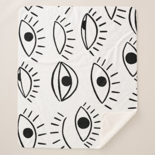 Couverture Sherpa Doodle eye, motif créatif sans couture.