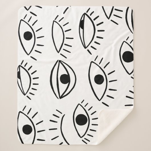 Couverture Sherpa Doodle eye, motif créatif sans couture. (Devant)