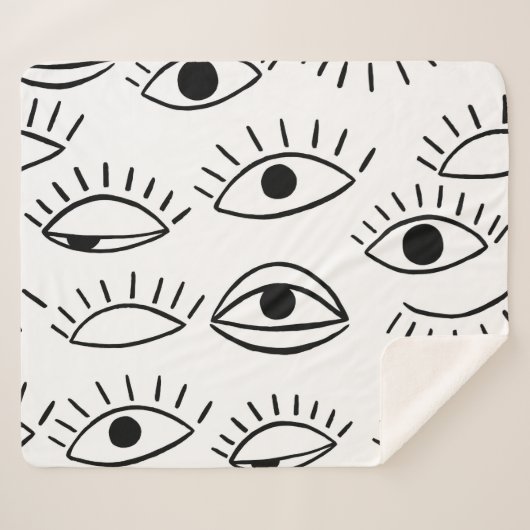 Couverture Sherpa Doodle eye, motif créatif sans couture. (Devant (Horizontal))