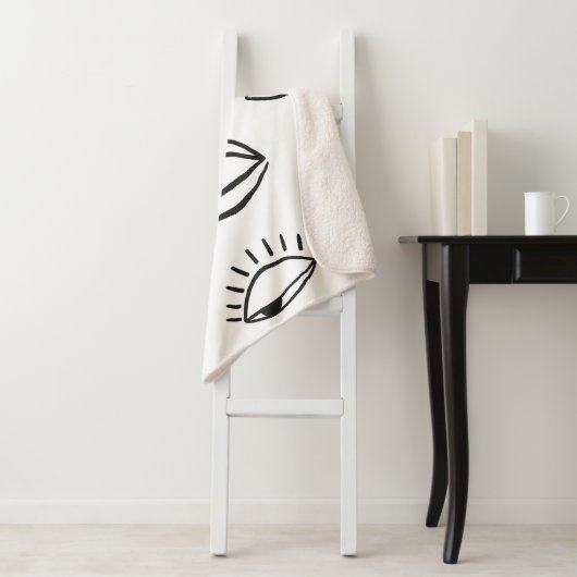 Couverture Sherpa Doodle eye, motif sans soudure. (En situation)