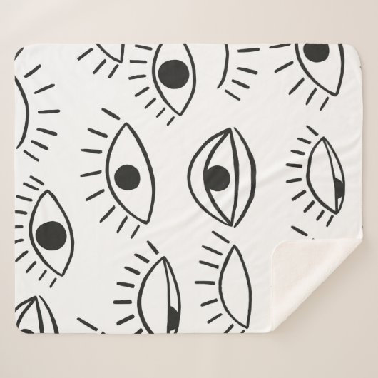 Couverture Sherpa Doodle eye, motif sans soudure. (Devant (Horizontal))