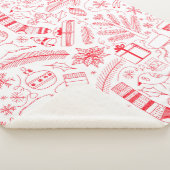 Couverture Sherpa Doodle motif de Noël rouge (3/4)