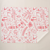 Couverture Sherpa Doodle motif de Noël rouge (Devant (Horizontal))