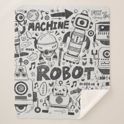 Couverture Sherpa doodle robot élément, illustrateur ligne outils ti (Devant)