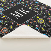 Couverture Sherpa Doodles japonais Kawaii sur initiales de monogramm (3/4)