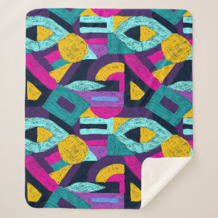 Couverture Sherpa Doodles rétro : pop art géométrique.