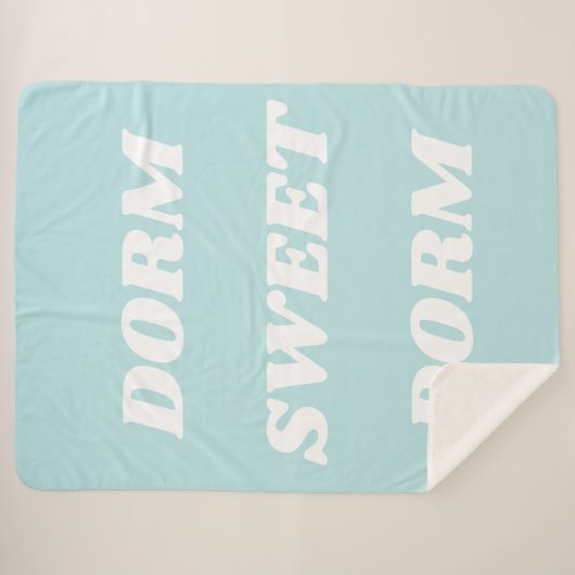 Couverture Sherpa Dorm Sweet Dorm en bleu clair Aqua (Devant (Horizontal))