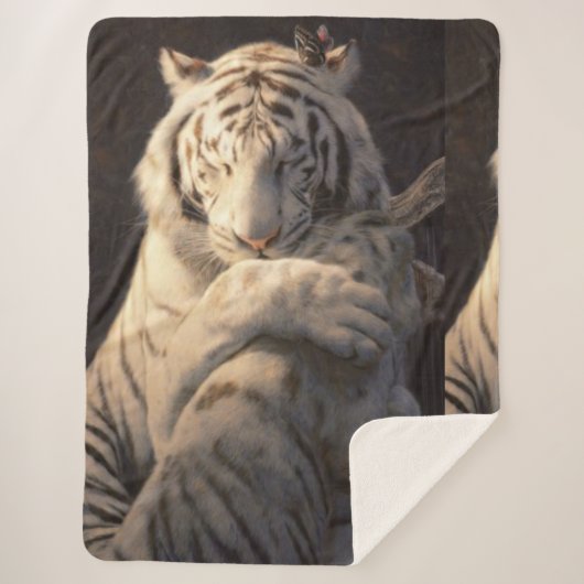 Couverture Sherpa Douce Tigre Blanc – Confort & Ca (Devant)