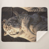 Couverture Sherpa Douce Tigre Blanc – Confort & Ca (Devant (Horizontal))