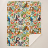 Couverture Sherpa Douillette Animaux de la Jungle (Devant)