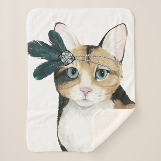 Couverture Sherpa Downton Cat | Bejeweled With Feathers (Devant)