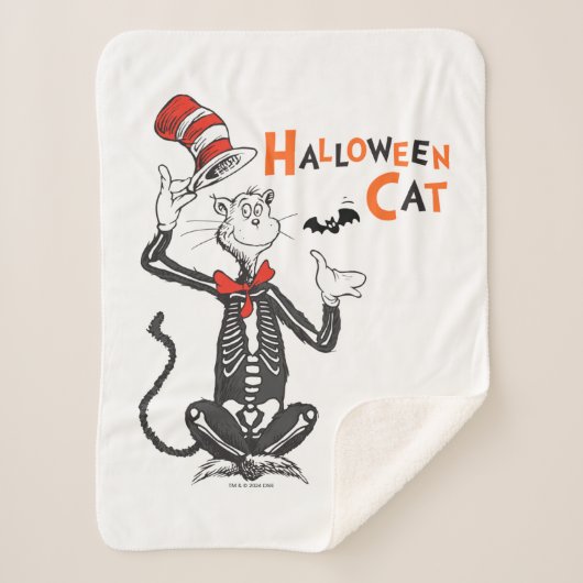 Couverture Sherpa Dr. Seuss | Chat Chapeauté Halloween (Devant)