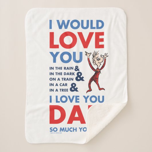 Couverture Sherpa Dr Seuss | Je T'Aime Papa Tant Que Tu Vois (Devant)