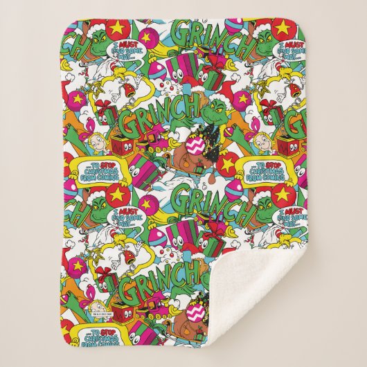 Couverture Sherpa Dr Seuss | Motif coloré Grinch (Devant)
