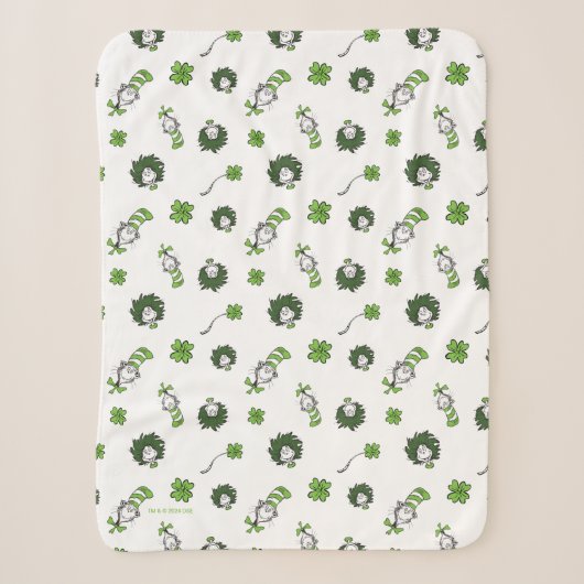 Couverture Sherpa Dr. Seuss | Motif trèfle du Chat chapeauté (Devant)