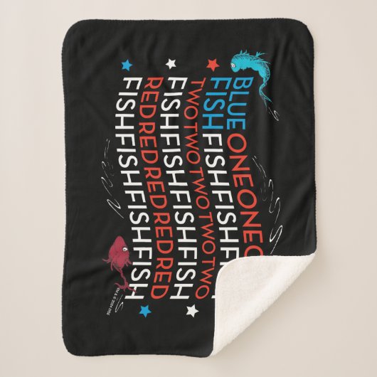 Couverture Sherpa Dr Seuss | Poisson rouge poisson bleu US Drapeau g (Devant)