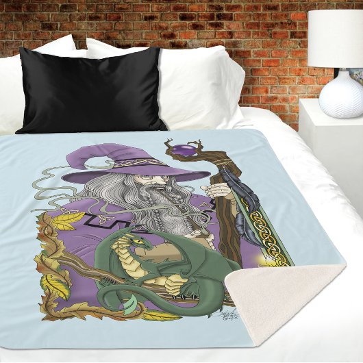 Couverture Sherpa Dragon Celtique Fantastique Violet Magicien