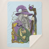 Couverture Sherpa Dragon Celtique Fantastique Violet Magicien (Devant)