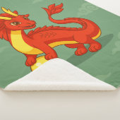 Couverture Sherpa Dragon Chinois Rouge sur Fond Vert (3/4)
