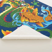 Couverture Sherpa Dragon chinois vert Koi (3/4)