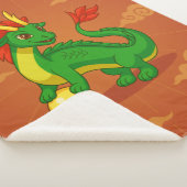 Couverture Sherpa Dragon Chinois Vert sur Fond Rouge (3/4)
