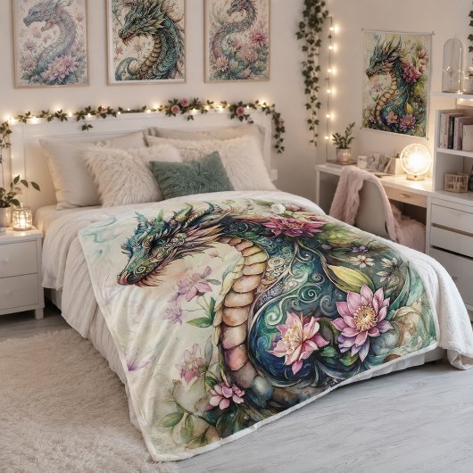 Couverture Sherpa Dragon de Fantaisie Enchanté