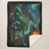 Couverture Sherpa Dragon hawaïen se réchauffant sur la lave (Devant)