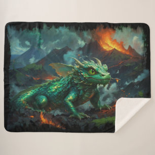Couverture Sherpa Dragon hawaïen se réchauffant sur la lave
