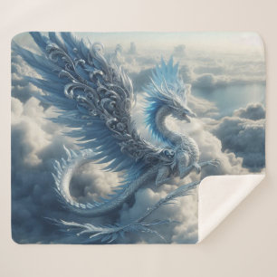 Couverture Sherpa Dragon magnifique entouré de nuages