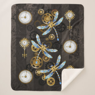 Couverture Sherpa Dragonflies de Steampunk sur arrière - plan rayé