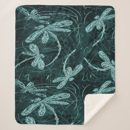 Couverture Sherpa Dragonfly Disco Midnight Blue (Devant)