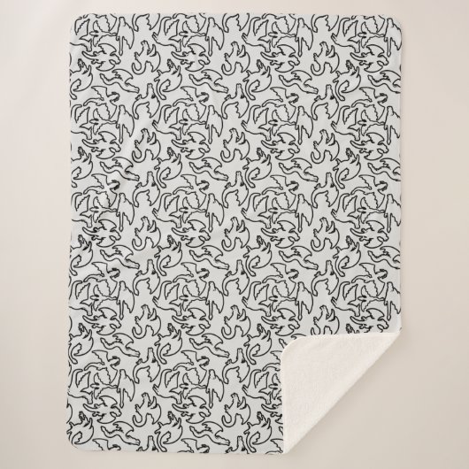 Couverture Sherpa Dragons noirs motif contour.b L Gray BG (Devant)