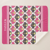 Couverture Sherpa Dragons roses et noirs de bébé - nom (Devant (Horizontal))