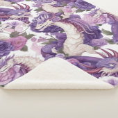 Couverture Sherpa Dragons violets et blancs et Roses (3/4)
