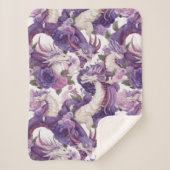 Couverture Sherpa Dragons violets et blancs et Roses (Devant)