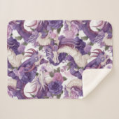 Couverture Sherpa Dragons violets et blancs et Roses (Devant (Horizontal))