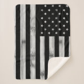 Couverture Sherpa Drapeau américain Bois rustique Noir Blanc Patriot (Devant)