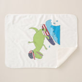 Couverture Sherpa Drapeau américain Dinosaur Surfing (Devant (Horizontal))