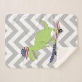 Couverture Sherpa Drapeau américain Dinosaure Skate (Devant (Horizontal))