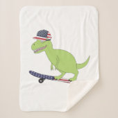 Couverture Sherpa Drapeau américain Dinosaure Skate (Devant)