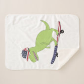 Couverture Sherpa Drapeau américain Dinosaure Skate (Devant (Horizontal))