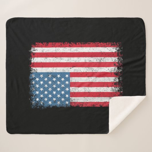 Couverture Sherpa Drapeau Américain Patriotique Pour Hommes Femmes E (Devant (Horizontal))