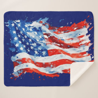 Couverture Sherpa Drapeau américain USA Aquarelle 4 juillet
