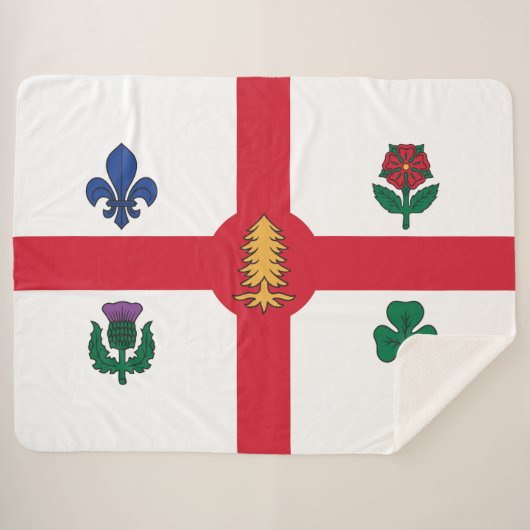 Couverture Sherpa Drapeau de Montréal (Québec, Canada) (Devant (Horizontal))