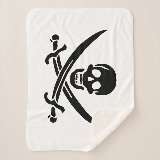 Couverture Sherpa Drapeau de pirate Crâne croisé épées (Devant)