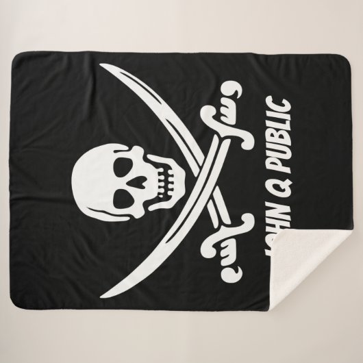 Couverture Sherpa Drapeau de pirate de jolly roger avec le nom (Devant (Horizontal))