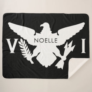 Couverture Sherpa Drapeau des îles Vierges américaines, noir et blan